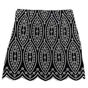 LOFT Black with White Eyelet Embroidered Scalloped Skirt
